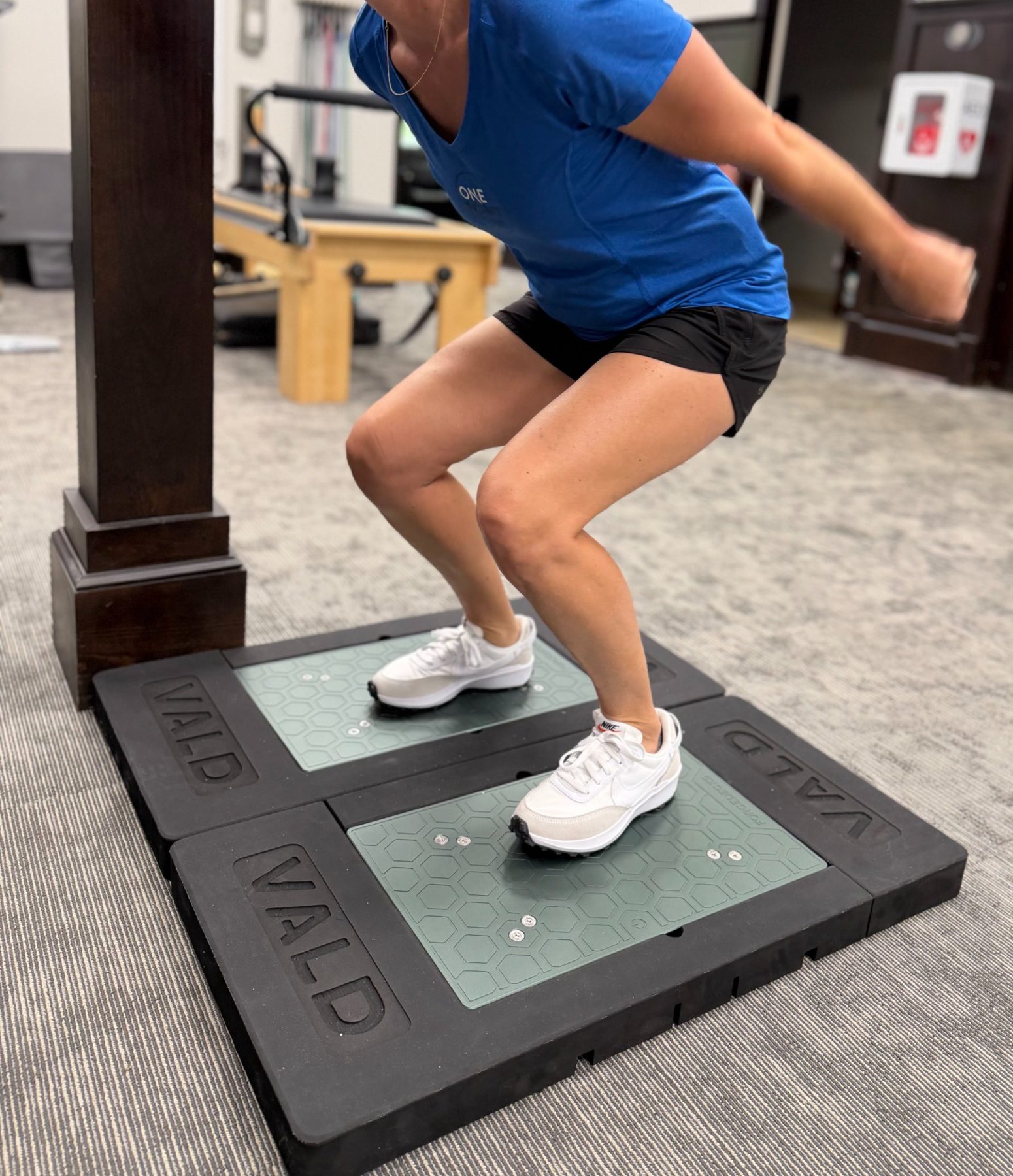 Athlete completing performance testing during sports rehabilitation